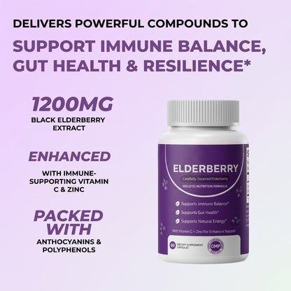 Elvera Gut Support Complex with Elderberry, Zinc & Vitamin C