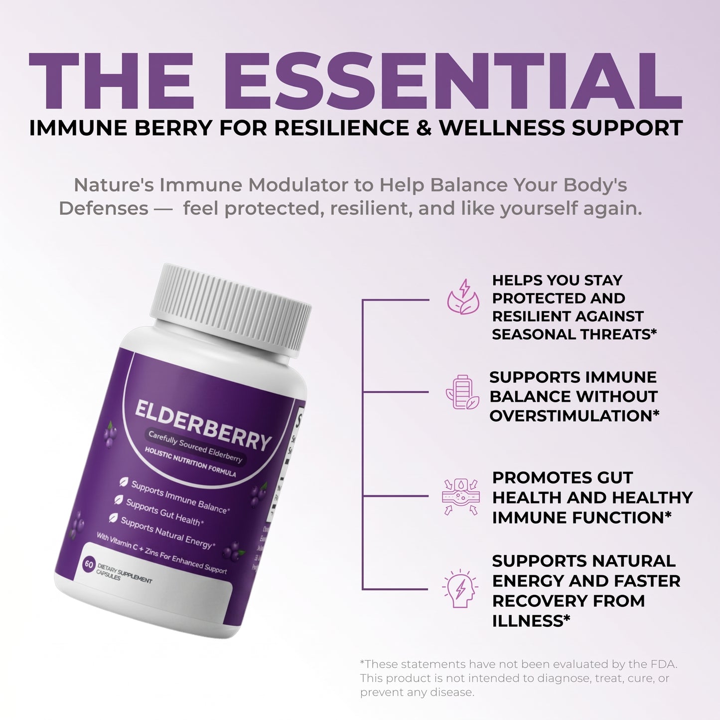 Elvera Gut Support Complex with Elderberry, Zinc & Vitamin C