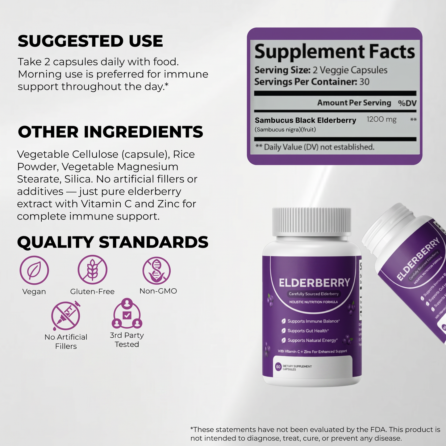 Elvera Gut Support Complex with Elderberry, Zinc & Vitamin C